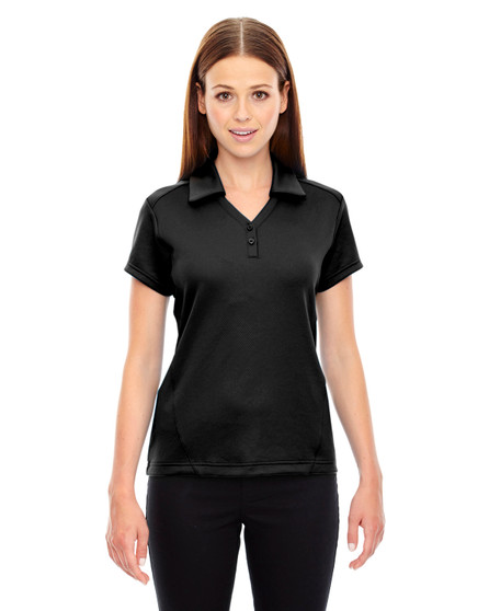 78803 North End Ladies' Exhilarate Coffee Charcoal Performance Polo with Back Pocket
