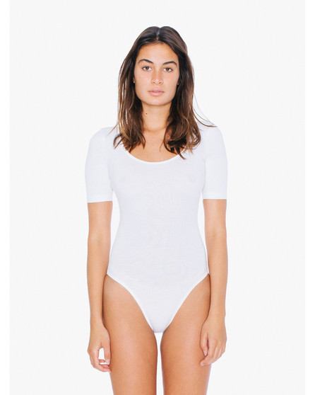 8373W American Apparel Ladies' Cotton Spandex Short Sleeve Double U-Neck Bodysuit 8373W American Apparel Ladies' Cotton Spandex Short Sleeve Double U-Neck Bodysuit