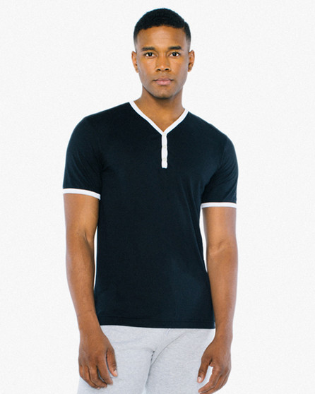 ABB471W American Apparel Unisex Poly-Cotton V-Neck Henley ABB471W American Apparel Unisex Poly-Cotton V-Neck Henley