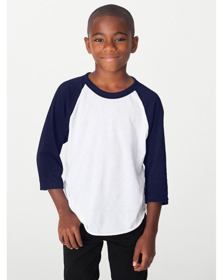 BB253W American Apparel Youth Poly-Cotton 3/4-Sleeve T-Shirt