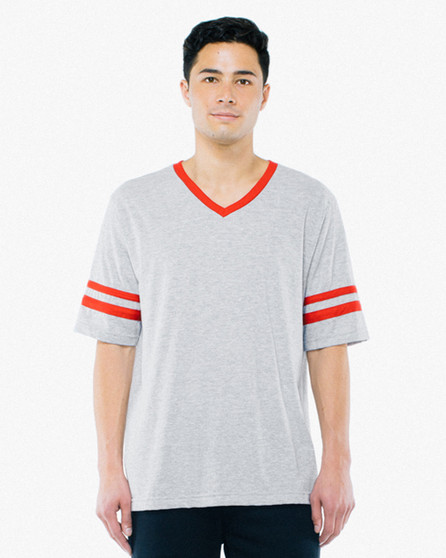 BB4481W American Apparel Unisex Poly-Cotton V-Neck Football T-Shirt BB4481W American Apparel Unisex Poly-Cotton V-Neck Football T-Shirt