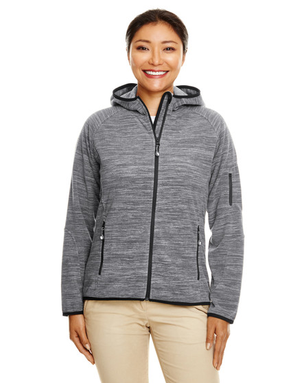 DP700W Devon & Jones Ladies' Perfect Fit™ Mélange Velvet Fleece Hooded Full-Zip