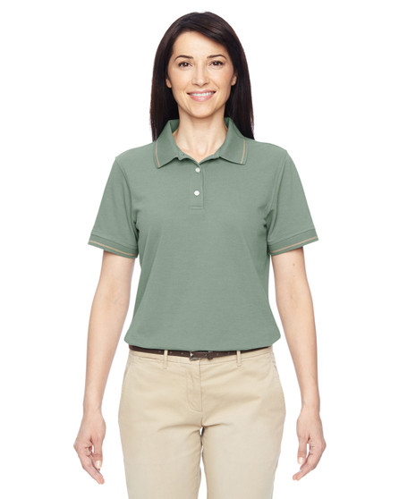 M270W Harriton Ladies' 5.6 oz. Tipped Easy Blend™ Polo