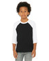 3200Y Bella + Canvas Youth 3/4-Sleeve Baseball T-Shirt