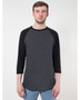 BB453 American Apparel Unisex Poly-Cotton USA Made 3/4-Sleeve Raglan T-Shirt