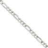 Sterling Silver Polished 5.5mm Flat Figaro Bracelet w/ Lobster Clasp 7" - 9"