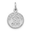 14K White Gold Polished and Textured Graduation Disc Charm Pendant For Necklace