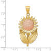 14k Two Tone Diamond Cut Solid Satin Casted Sun Flower Charm Pendant