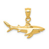 Men's Ladies 14K Yellow Gold Polished & Solid Shark Charm Pendant For Necklace