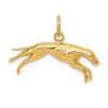 14k Yellow Gold Solid Polished Casted Open Back Greyhound Dog Charm Pendant