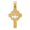 14K Yellow Gold Solid Satin Polished Casted Dove Cross Charm