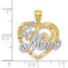 Two Tone Gold Diamond Cut Charm #1 Mom Heart Pendant