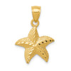 14k Yellow Gold Polish Solid Casted Textured Diamond Cut Starfish Charm Pendant
