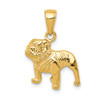 14k Yellow Gold Polished Solid Casted Textured Open Back Bull Dog Charm Pendant