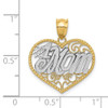 Yellow White Gold Filigree Design Heart #1 Mom Pendant