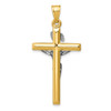 14K Yellow & White Gold Polished Solid INRI Crucifix Cross Religious Pendant