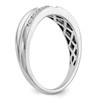 14k White Gold Men's Diamond Wedding Band 5mm Geometric Inlay Ring 1/10 Ct.