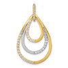 14k Two Tone Gold Round Diamond Triple Teardop Pendant Oval Charm 0.50 Ct.