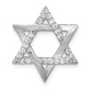 14k White Gold Round Diamond Brushed Finish Star of David Slide Pendant 0.25 Ct.