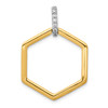 14k Two Tone Gold Round Diamond Cut Out Fancy Hexagon Frame Pendant 0.07 Ct.