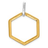14k Two Tone Gold Round Diamond Cut Out Fancy Hexagon Frame Pendant 0.07 Ct.