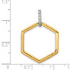 14k Two Tone Gold Round Diamond Cut Out Fancy Hexagon Frame Pendant 0.07 Ct.