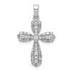 14k White Gold Prong Set Diamond Fancy Puffed / Domed Cross Pendant 0.65 Ct.