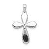 14k White Gold Prong Set Diamond Fancy Puffed / Domed Cross Pendant 0.65 Ct.