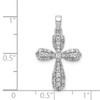 14k White Gold Prong Set Diamond Fancy Puffed / Domed Cross Pendant 0.65 Ct.