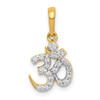 14k Yellow Gold Prong Set Round Diamond Fancy Om Symbol Dangler Pendant 0.15 Ct.