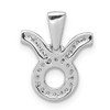 14k White Gold Round Diamond Prong Set Fancy Taurus Zodiac Pendant 0.118 Ct.