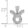 14k White Gold Round Diamond Prong Set Fancy Taurus Zodiac Pendant 0.118 Ct.