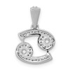 14k White Gold Round Diamond Prong Set Fancy Cancer Zodiac Pendant 0.13 Ct.