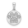 14k White Gold Round Diamond Fancy Paw Print Medallion Pendant 0.11 Ct.