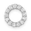 14k White Gold Prong Set Diamond Small Circle Slide Cut Out Pendant 0.26 Ct.