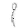 14k White Gold Solitaire Two Stone Diamond Fancy Swirled Oval Pendant 0.12 Ct.