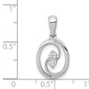 14k White Gold Solitaire Two Stone Diamond Fancy Swirled Oval Pendant 0.12 Ct.