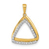 14k Yellow Gold Round Diamond Fancy Cut Out Double Triangle Pendant 0.15 Ct.