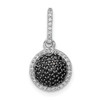 14k White Gold Cluster Black Diamond Fancy Domed Circle Pendant 0.31 Ct.