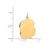 10k Yellow Gold 27mm Plain Medium Facing Right Engravable Girl Head Charm