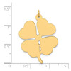 14k Yellow Gold 37mm x 27mm Large Plain Fancy Engravable Clover Disc Charm