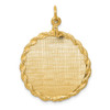 14k Yellow Gold Large Linen Pattern Rope Border Engravable Circular Disc Charm