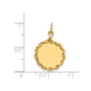 14k Yellow Gold 17mm Medium Plain Engravable Rope Border Circular Disc Charm
