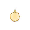 14k Yellow Gold 21mm Medium Plain Engravable Rope Border Circular Disc Charm