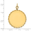 14k Yellow Gold 28mm Large Plain Engravable Rope Border Circular Disc Charm