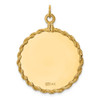 14k Yellow Gold 28mm Large Plain Engravable Rope Border Circular Disc Charm