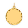 14k Yellow Gold 19mm Etched Engravable Round Disc Charm