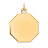 14k Yellow Gold 21mm Medium Plain Engravable Octagonal Disc Charm