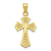 10k Yellow Gold Textured 'God Loves' Inscribed Reversible Cross w/ Hearts Charm