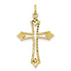 10k Yellow Gold Diamond-Cut Textured Border Cut Out Passion Cross Charm
